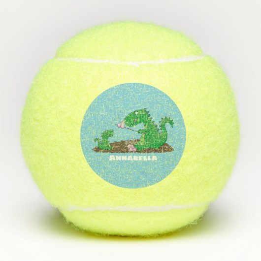 マシュマロ漫画をローストかわいいドラゴン テニスボール (正面)