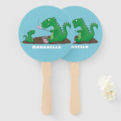 マシュマロ漫画をローストかわいいドラゴン ハンドファン (正面&裏面)