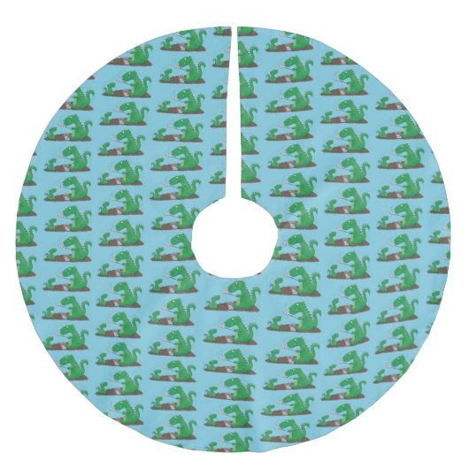 マシュマロ漫画をローストかわいいドラゴン ブラッシュドポリエステルツリースカート (正面)