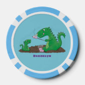 マシュマロ漫画をローストかわいいドラゴン ポーカーチップ (裏面)