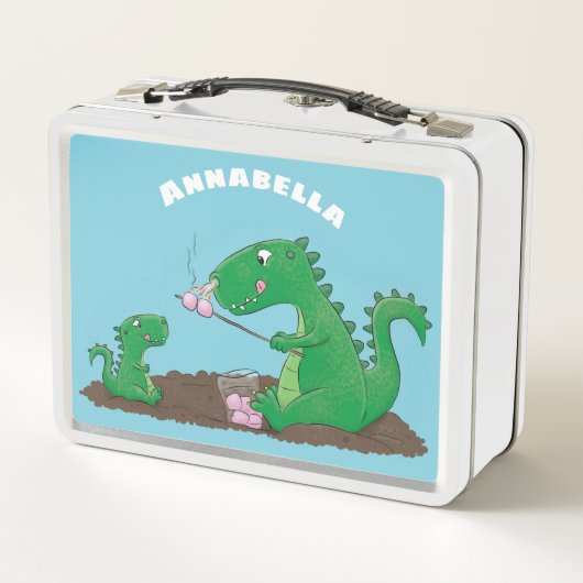 マシュマロ漫画をローストかわいいドラゴン メタルランチボックス (裏面)