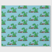 マシュマロ漫画をローストかわいいドラゴン ラッピングペーパー (フラット)