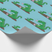 マシュマロ漫画をローストかわいいドラゴン ラッピングペーパー (角)