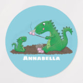 マシュマロ漫画をローストかわいいドラゴン ラベル (デザイン2)