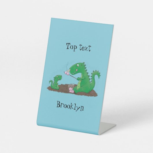 マシュマロ漫画をローストかわいいドラゴン 台座サイン (正面)