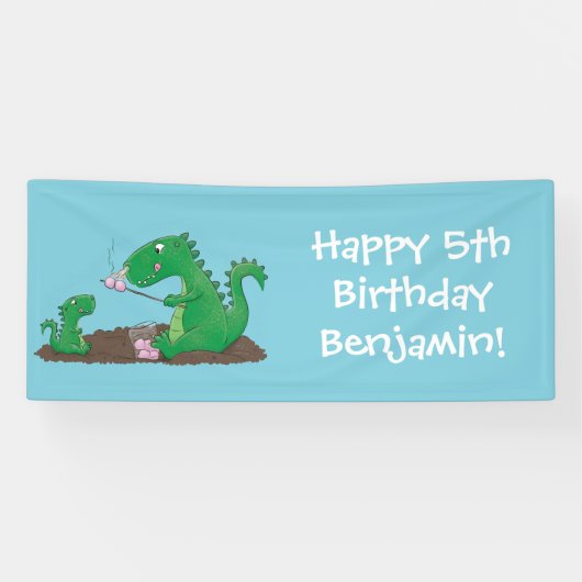 マシュマロ漫画をローストかわいいドラゴン 横断幕 (横)