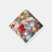 マシュマロ雪だるま入りホットチョコレート スタンダードカクテルナプキン (角)