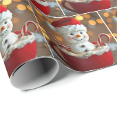 マシュマロ雪だるま入りホットチョコレート ラッピングペーパー (ロールコーナー)