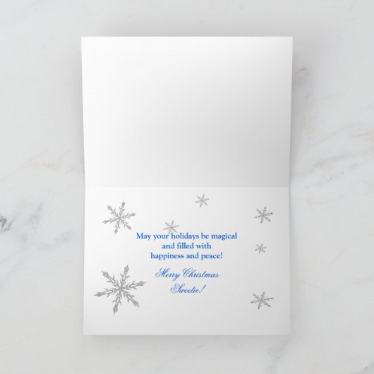 マシュマロ(雪だるま)の孫娘クリスマスユーモア シーズンカード (内部)