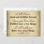 マシュー聖書よくやった忠実な従者 ポストカード (正面/裏面)