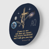 マシュー11:28 ラージ壁時計 (傾斜)