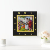 マシュー14:13-21イエス5000食べ物を与え人 スクエア壁時計 (ホーム)