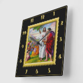 マシュー14:13-21イエス5000食べ物を与え人 スクエア壁時計 (傾斜)