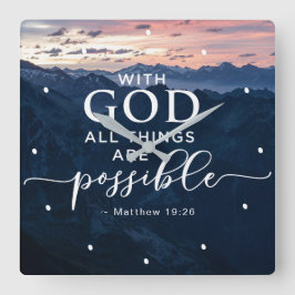 マシュー19時26分、神と共に万物は可能 スクエア壁時計