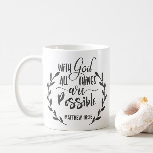 マシュー19:26神と全ての事が可能 コーヒーマグカップ (ドーナツ)