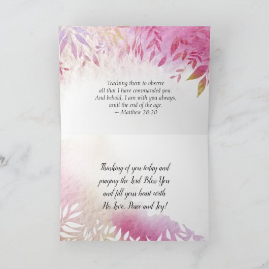 マシュー28:20イエスの言葉、私はいつもあなたと一緒です カード (内部)