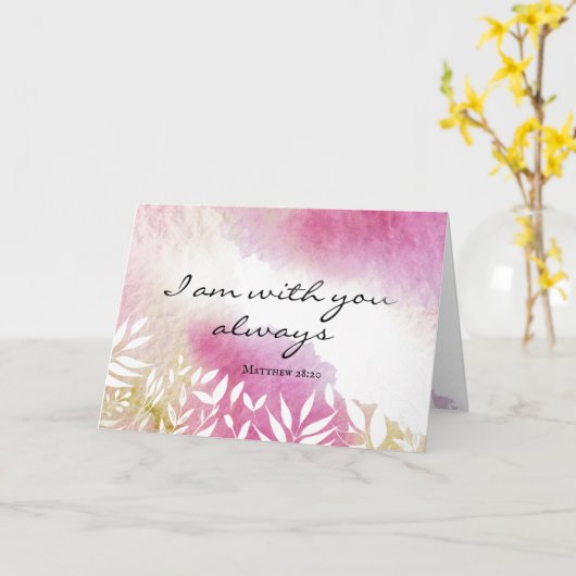 マシュー28:20イエスの言葉、私はいつもあなたと一緒です カード (黄色い花)