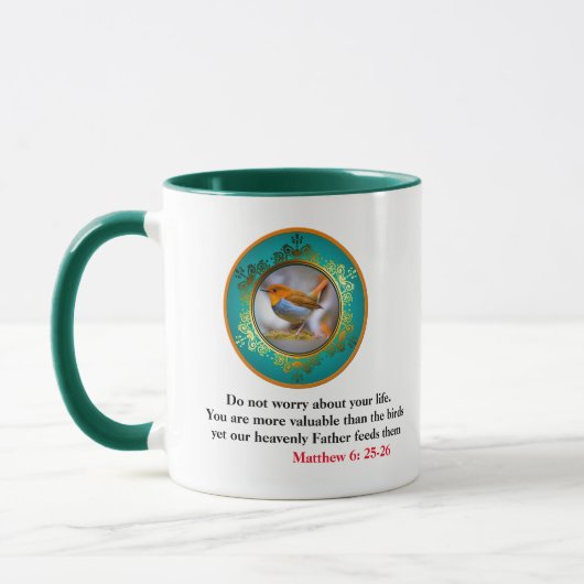 マシュー6時25分、あなたのライフ聖なる書物、 経典 マグカップ (左)