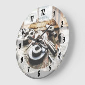 マシンショップでのギアとレンチ ラージ壁時計 (傾斜)