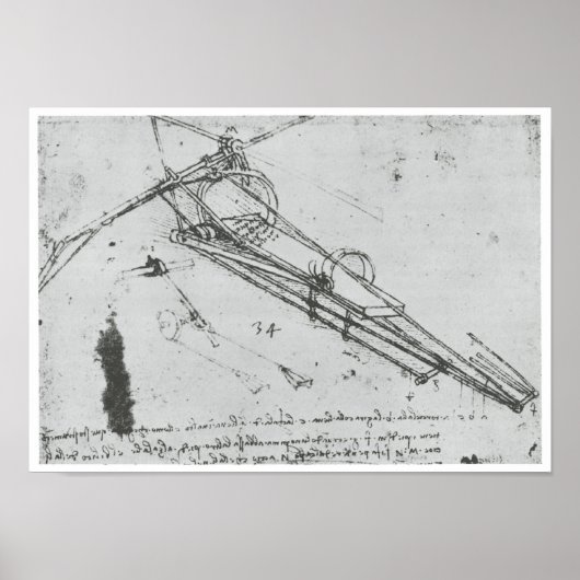 マシ飛んでいるン、レオナルド・ダ・ヴィンチ、1490年 ポスター (正面)