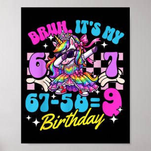 マジで 67-589 9歳の誕生日 プリンセス ユニコーン ガール キッド ポスター