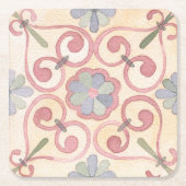 マジイタリアンスペインのリカフローラ水彩 スクエアペーパーコースター (正面)