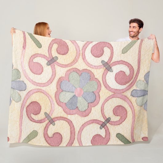 マジイタリアンスペインのリカフローラ水彩 フリースブランケット (インサイチュ)