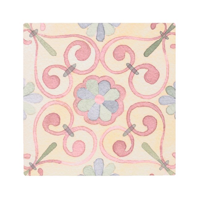 マジイタリアンスペインのリカフローラ水彩 メタルプリント (正面)