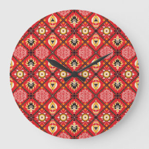 マジイタリアンリカ：刺繍フローラタイル。 ラージ壁時計