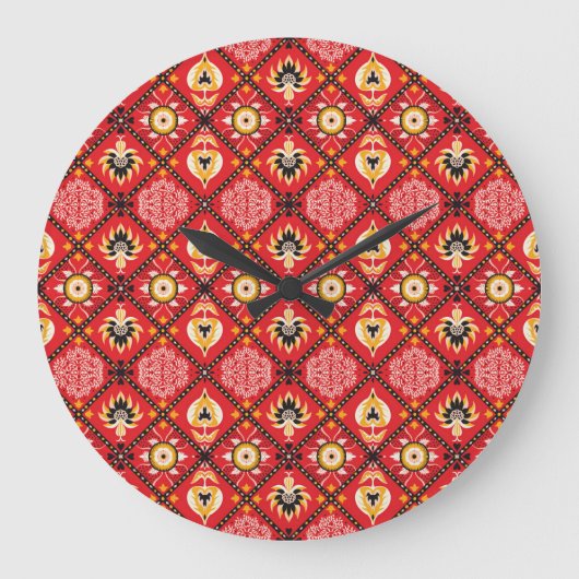 マジイタリアンリカ：刺繍フローラタイル。 ラージ壁時計 (正面)