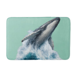 マジェスティックザトウクジラの海面跳躍 海の波 バス バスマット