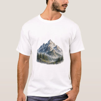 マジェスティックマウンテン＆フォレストランドスケープ水彩 Tシャツ
