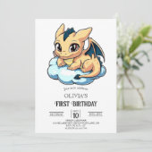マジェスティックミニマリストデジタルドラゴン1st誕生日 招待状 (スタンド正面)