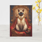 マジェスティックロイヤルシャム猫の肖像画 カード (黄色い花)