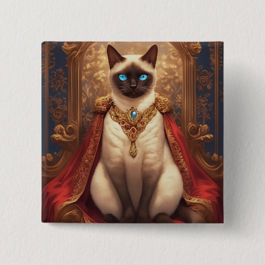 マジェスティックロイヤルシャム猫の肖像 缶バッジ (正面)