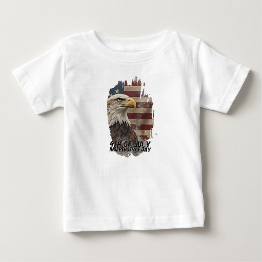 マジェスティック・イーグル&フラグ - 自由の精神 ベビーTシャツ (正面)