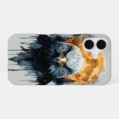 マジェスティック・バルドイーグル 水彩 月 野生動物アート iPhone 16ケース (裏面横)