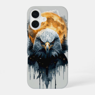マジェスティック・バルドイーグル 水彩 月 野生動物アート iPhone 16ケース