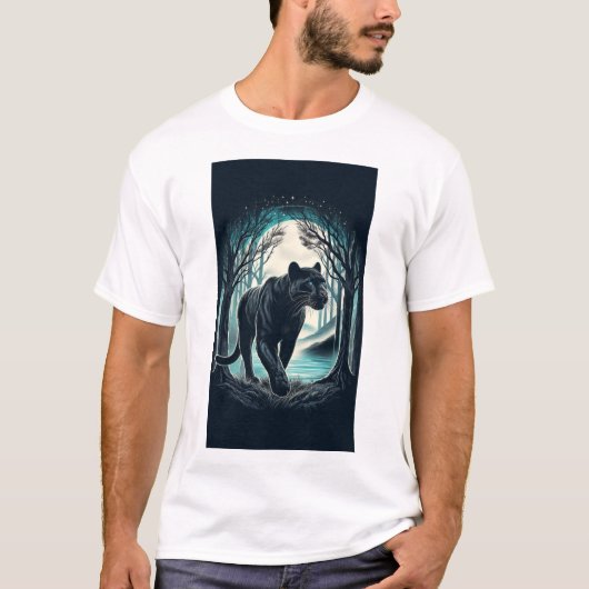 マジェスティック ブラックパンサー - 霧の森の散歩 Tシャツ (正面)