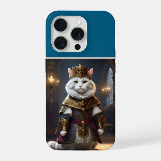 "マジェスティック・モナーク:ローブをまとった威厳ある白猫" iPhoneケース (裏面)