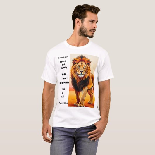 マジェスティック・ライオン・キング 励ましの引用アート Tシャツ (正面フル)