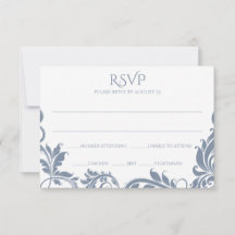マジェスティック リーフ RSVP ポストカード - ダスティーブルー