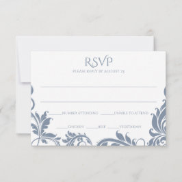 マジェスティック リーフ RSVP ポストカード - ダスティーブルー