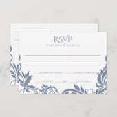 マジェスティック リーフ RSVP ポストカード - ダスティーブルー (正面/裏面)