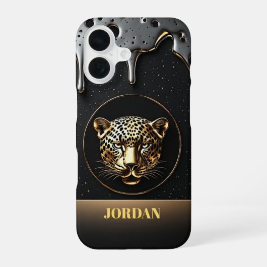 マジェスティック レオパード ゴールド デザイン 🐆 iPhone 16ケース (裏面)
