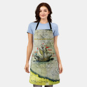 マジェランズシップVictoriaアンティークマップ太平洋海 エプロン (着用した状態)