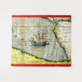 マジェランズシップVictoriaアンティークマップ太平洋海 タペストリー (正面(横))