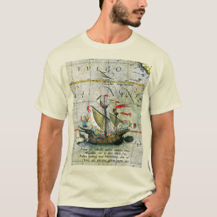 マジェランズシップVictoriaアンティークマップ太平洋海 Tシャツ