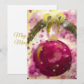 マジェンタ・バブル・グリッタリー・ゴールド・リボン シーズンカード (正面/裏面)