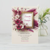 マジエレガントタ色の花と金ゴールドフレ結婚ーム 招待状 (スタンド正面)